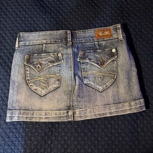 Ymi Premium Blue Jeans Classic Distressed Denim mini skirt